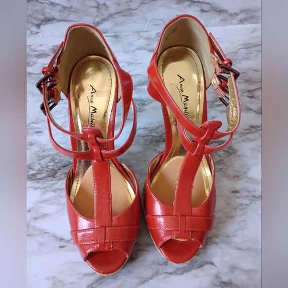 Anne Michelle Orange Double Buckle Sandals Size 7.5 - Picture 2 of 13